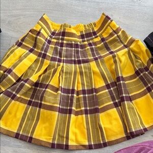 AKIRA Yellow and Brown Plaid A-Line Skirt